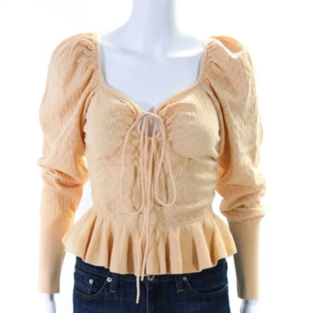 Ulla Johnson Leland Pointelle Knit Top In Honey Peach Women's Size Small NWT
